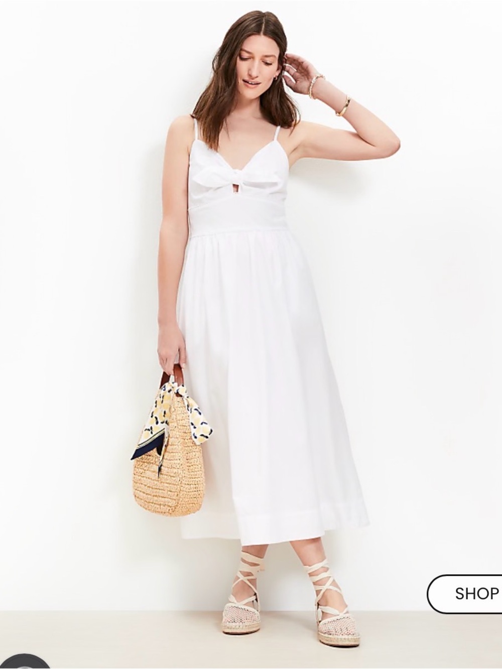 LOFT White Spaghetti Strap Sundress